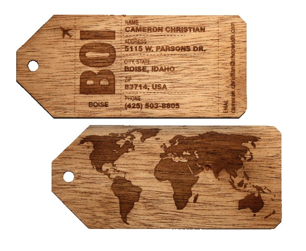 Heavy Duty Wooden Engraved Luggage Tags (HOMER) 1