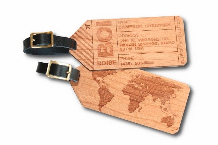 Heavy Duty Wooden Engraved Luggage Tags (HOMER) 1