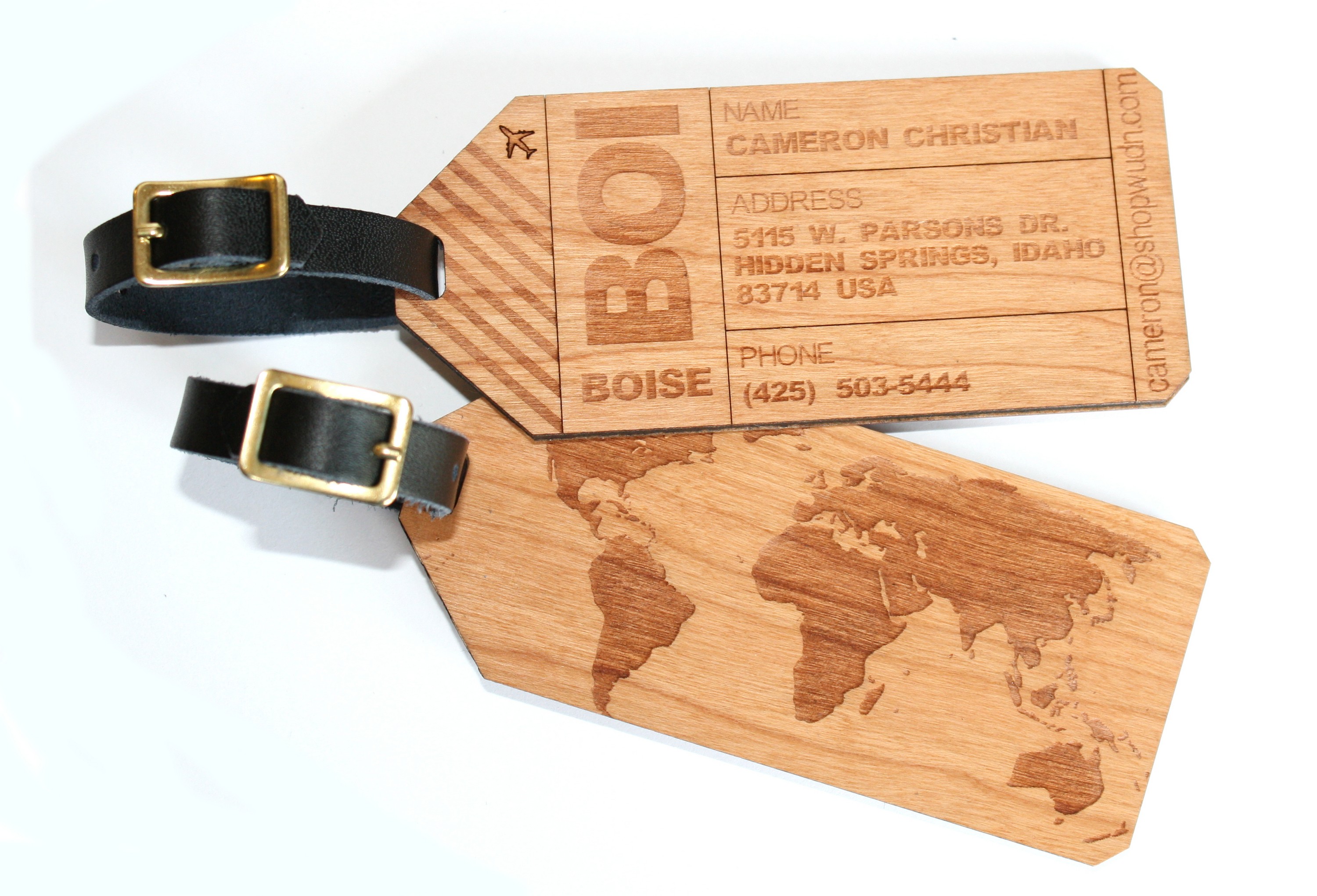 Heavy Duty Wooden Engraved Luggage Tags (HOMER) 1