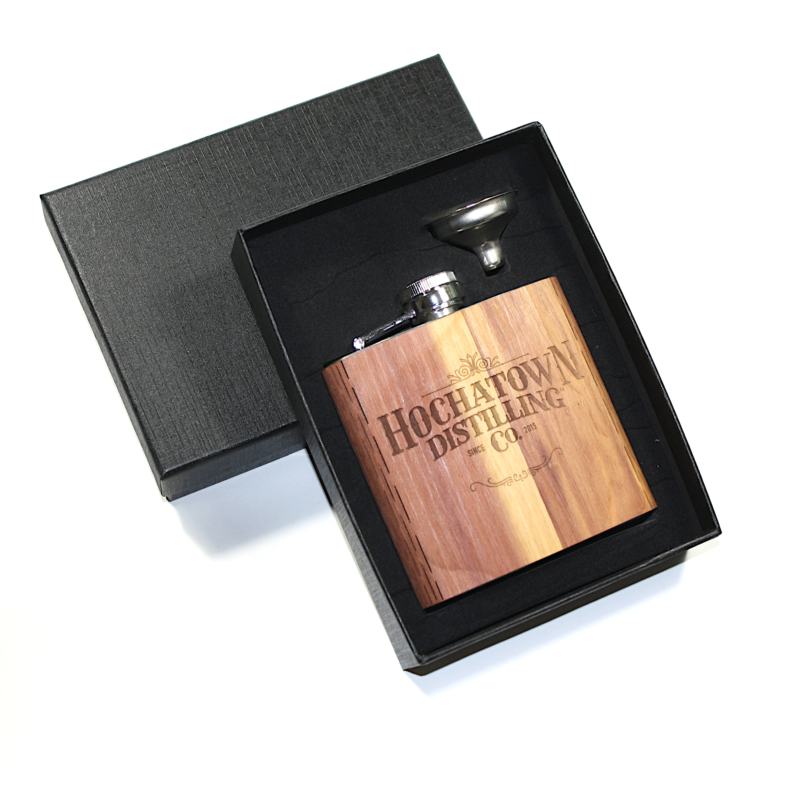 6 Oz. Wooden Hip Flask & Gift Box with Stainless Steel Funnel (RAPID) 1