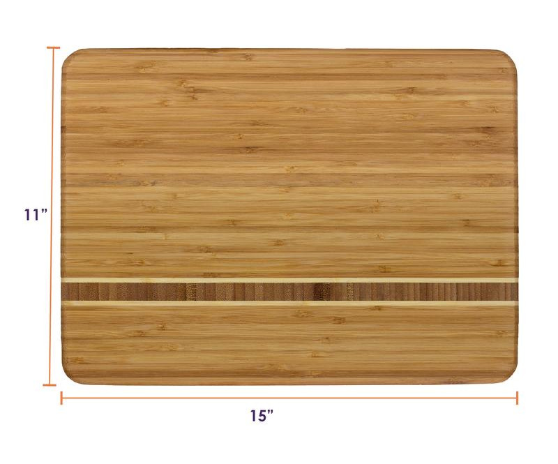 Bamboo Stripe Inlay Cutting Board 15" x 11" x 0.75" 1
