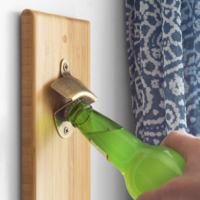 Solid Bamboo Bottle Opener w/ Magnetic Catch 1