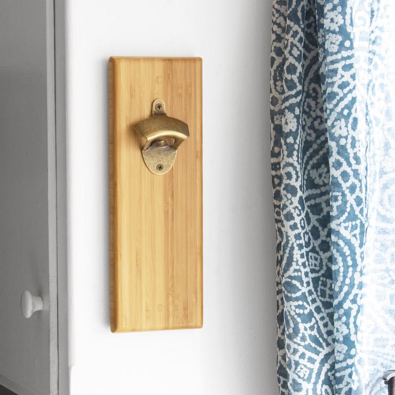Solid Bamboo Bottle Opener w/ Magnetic Catch 1