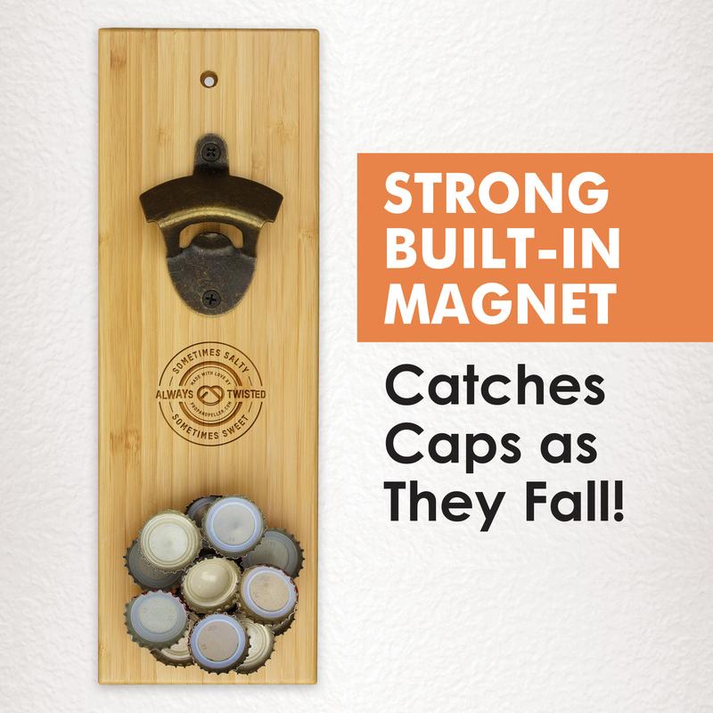 Solid Bamboo Bottle Opener w/ Magnetic Catch 1