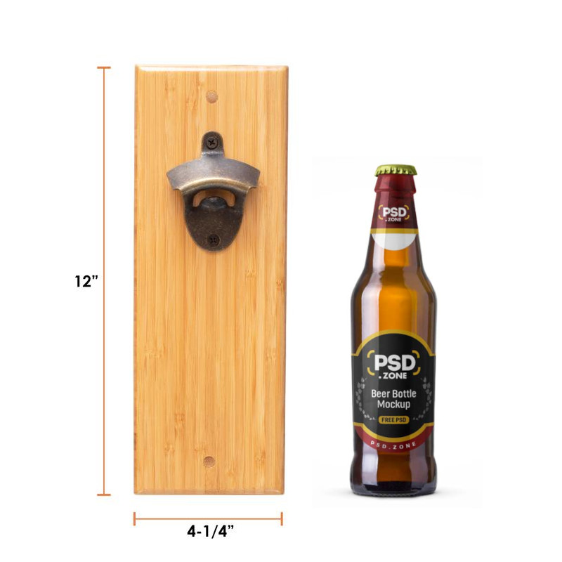 Solid Bamboo Bottle Opener w/ Magnetic Catch 1
