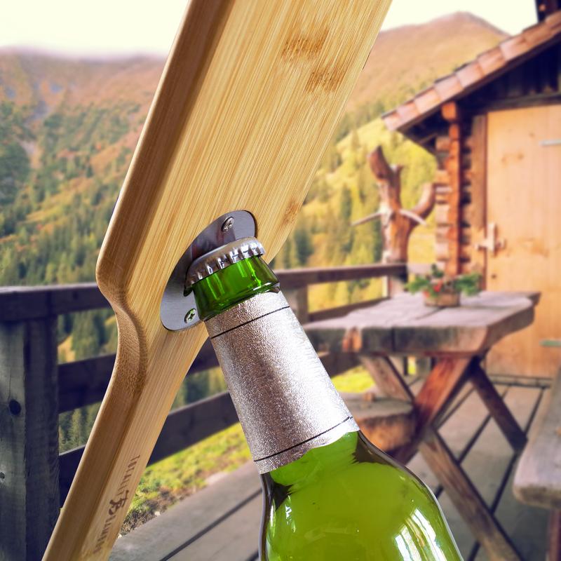Bamboo BBQ Grill Scraper with Bottle Opener 1