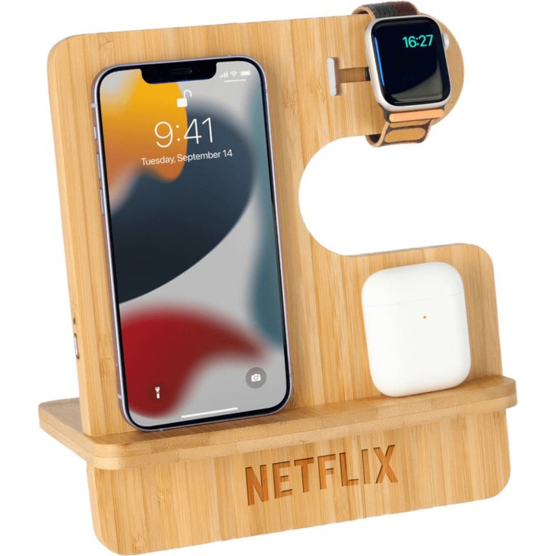 3in1 Bamboo Wireless Desk Stand (15W) (PEARSOLL) 1 3in1 Bamboo Wireless Desk Stand (15W) (PEARSOLL) 1
