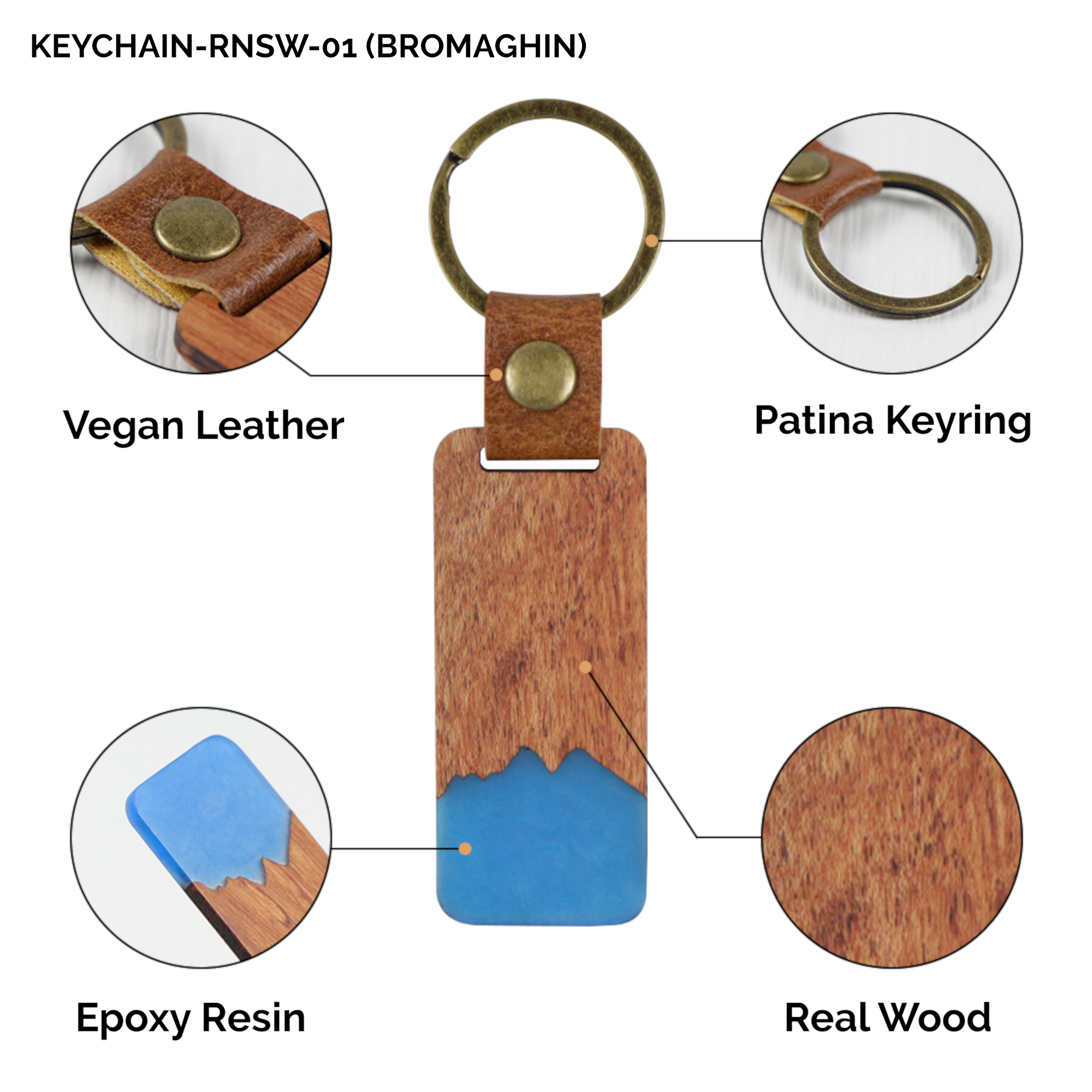 Resin & Wood Keychain (BROMAGHIN) 1