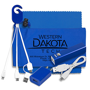 "DaySaver Lux" Mobile Tech Metal Power Bank Charging Kit w/Cleaning Cloth in Cinch Pouch 1