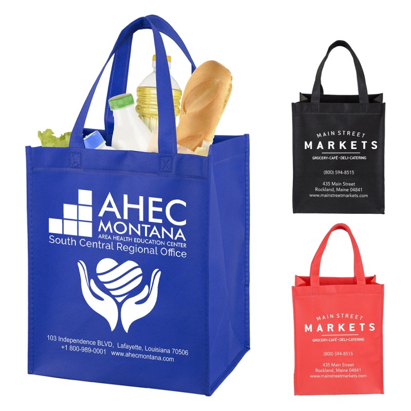 10"W x 12"H x 8" Gusset - "FULL VIEW" Junior Large Imprint Grocery Shopping Tote Bag 1 10"W x 12"H x 8" Gusset - "FULL VIEW" Junior Large Imprint Grocery Shopping Tote Bag 1