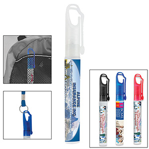 "SprayClip" 10 ml. Antibacterial Hand Sanitizer Spray Pump Bottle with Carabiner Clip Cap(PhotoImage 1