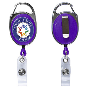 "Oberlin Pl" Full-Color Retractable Carabiner Style Badge Reel & Badge Holder 1