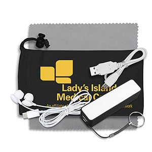 "TechBank Plus" Mobile Tech Power Bank Accessory Kit w/Ear Buds in Cinch Pouch 1