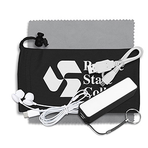 "TechBank Plus" Mobile Tech Power Bank Accessory Kit w/Ear Buds in Cinch Pouch 1