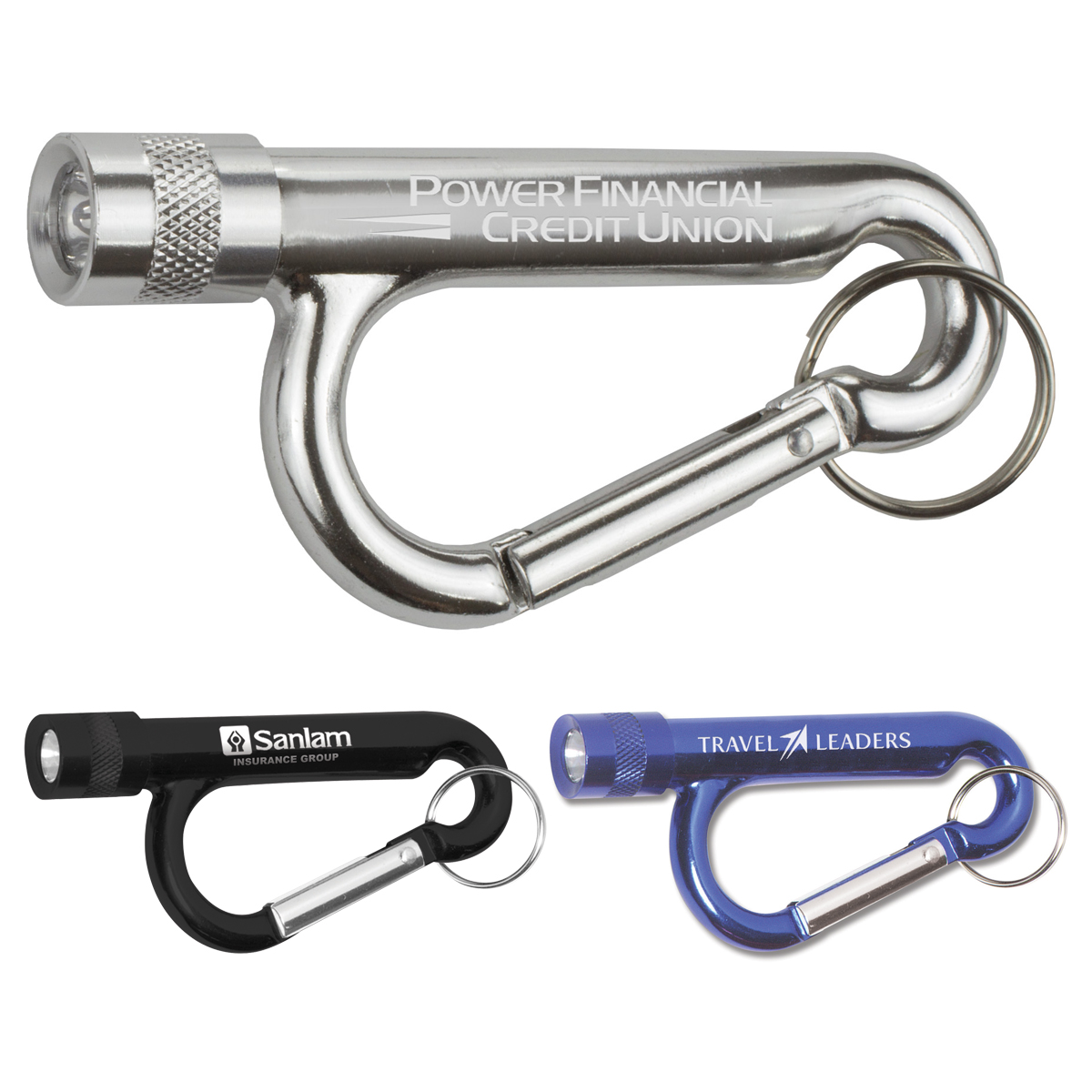 "Chiron Light" Metal Carabiner Flashlight w/Split Ring Attachment 1