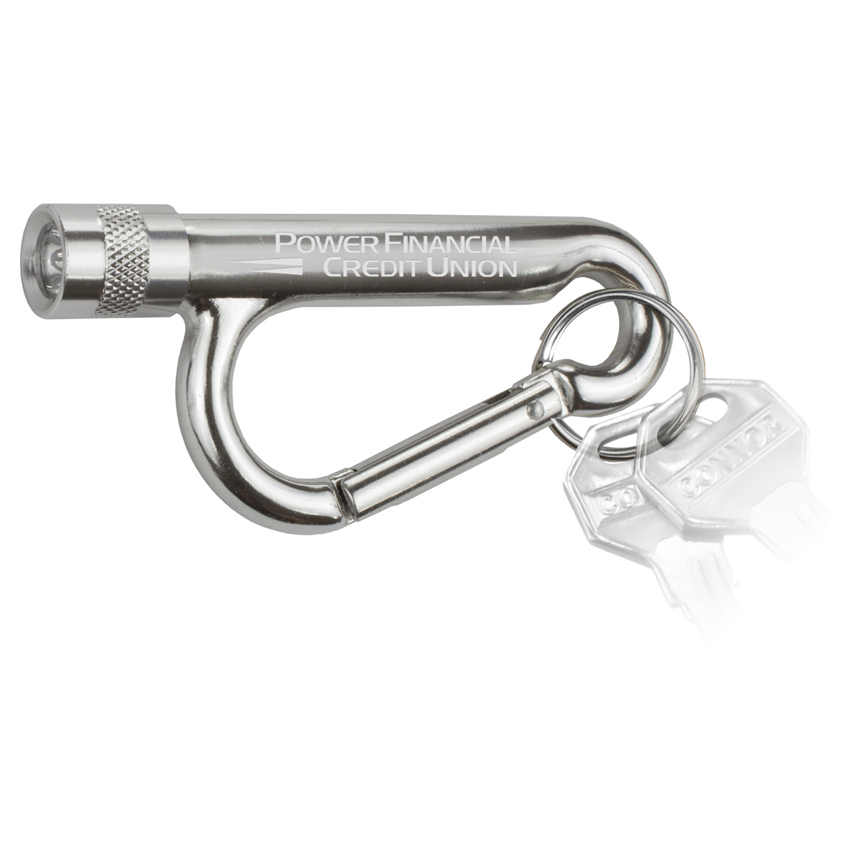 "Chiron Light" Metal Carabiner Flashlight w/Split Ring Attachment 1