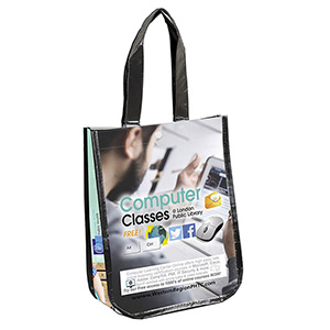 9-1/4"W x 12"H x 4 ½"Gusset - "LAUREN" Small Non-Woven Full Color Laminated Wrap Carry 1 9-1/4"W x 12"H x 4 ½"Gusset - "LAUREN" Small Non-Woven Full Color Laminated Wrap Carry 1