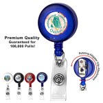 "Bellefontaine VL" Retractable Badge Reel & Badge Holder w/Rotating Alligator Clip (Full Color) 1 "Bellefontaine VL" Retractable Badge Reel & Badge Holder w/Rotating Alligator Clip (Full Color) 1