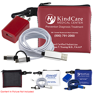 "TechMesh Pro" Mobile Tech Charging Cable Kit in Mesh Zipper Pouch 1