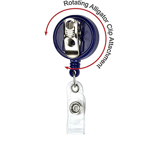 "Bellefontaine VL" Retractable Badge Reel & Badge Holder w/Rotating Alligator Clip (Spot Color) 1