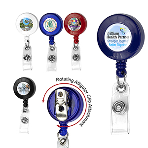 "Bellefontaine VL" Retractable Badge Reel & Badge Holder w/Rotating Alligator Clip (Spot Color) 1 "Bellefontaine VL" Retractable Badge Reel & Badge Holder w/Rotating Alligator Clip (Spot Color) 1