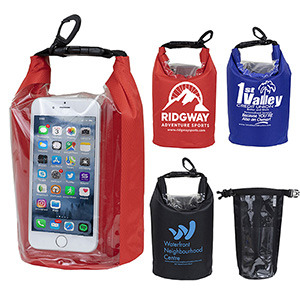 7" W x 11" H "The Navagio" 2.5 Liter Water Resistant Dry Bag With Clear Pocket Window (Overseas) 1