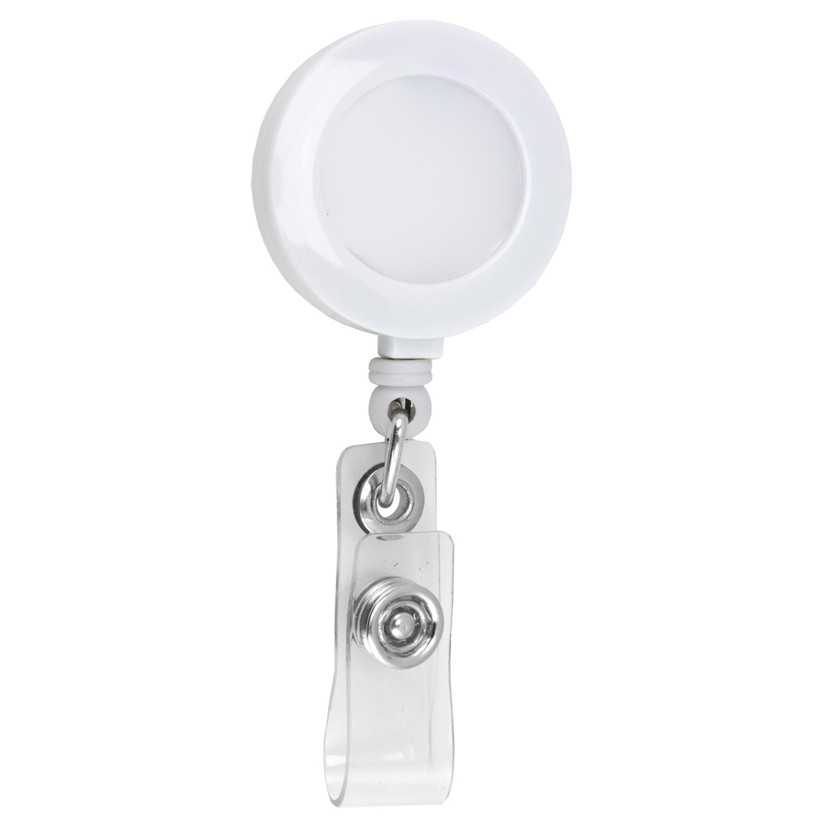"Lorain VL" Round Retractable Badge Reel & Badge Holder w/Metal Slip Clip Backing (Spot Color) 1