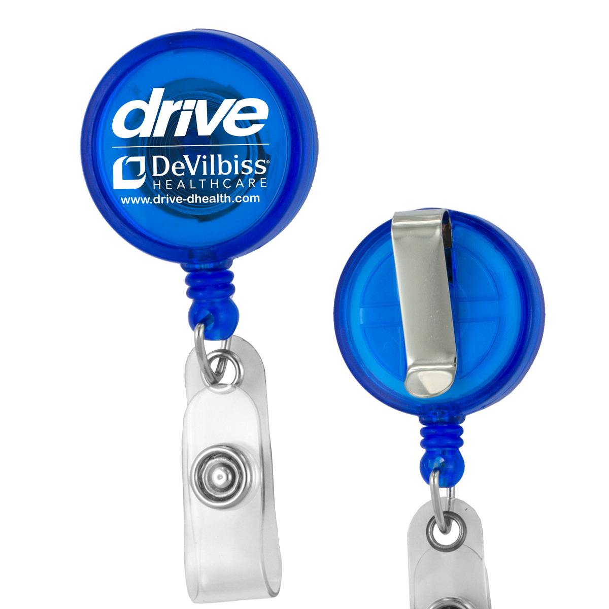 "Lorain VL" Round Retractable Badge Reel & Badge Holder w/Metal Slip Clip Backing (Spot Color) 1