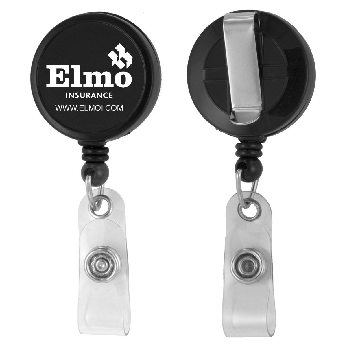 "Lorain VL" Round Retractable Badge Reel & Badge Holder w/Metal Slip Clip Backing (Spot Color) 1