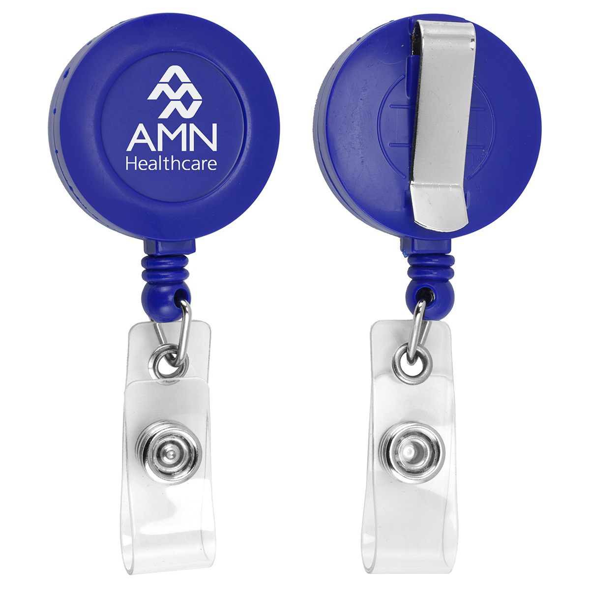 "Lorain VL" Round Retractable Badge Reel & Badge Holder w/Metal Slip Clip Backing (Spot Color) 1