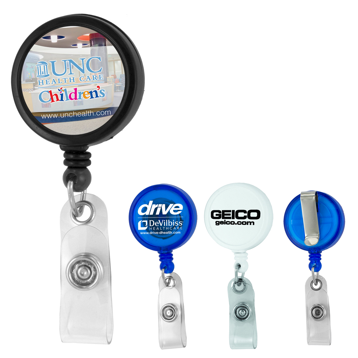 "Worthington VL" Round Retractable Badge Reel & Badge Holder w/Metal Slip Clip (Spot Color) 1