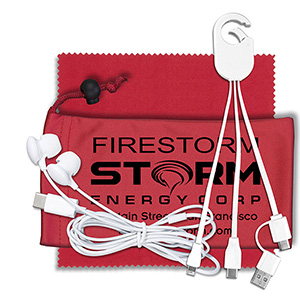 "TechTime" Mobile Tech Charging Kit w/Earbuds & Charging Cable 1