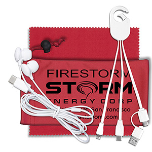 "TechTime" Mobile Tech Charging Kit w/Earbuds & Charging Cable 1