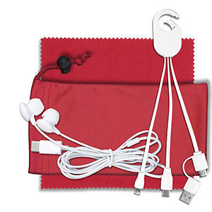 "TechTime" Mobile Tech Charging Kit w/Earbuds & Charging Cable 1