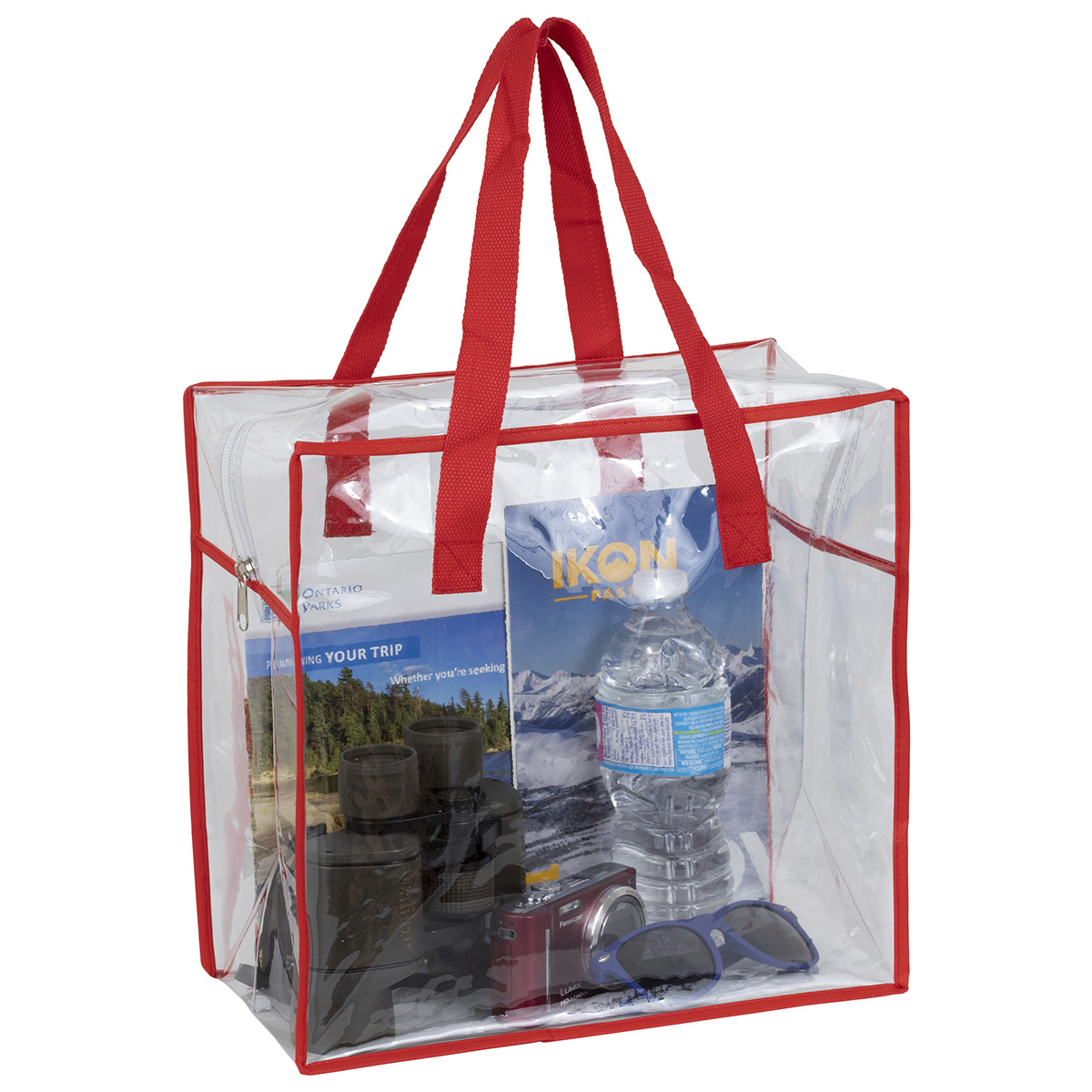 12"W x 12"H x 6"Gusset – "ARETE" Clear Vinyl Stadium Compliant Tote Bag with Zipper (Overseas) 1