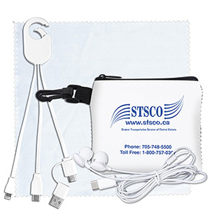 "TechMesh Hang Pro" Mobile Tech Charging Cable Kit in Mesh Zipper Pouch 1