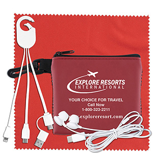 "TechMesh Hang Pro" Mobile Tech Charging Cable Kit in Mesh Zipper Pouch 1
