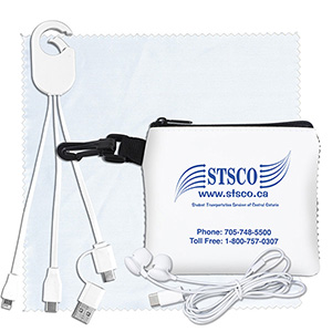 "TechMesh Hang Pro" Mobile Tech Charging Cable Kit in Mesh Zipper Pouch 1