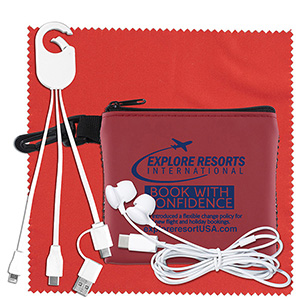 "TechMesh Hang Pro" Mobile Tech Charging Cable Kit in Mesh Zipper Pouch 1