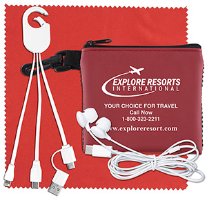 "TechMesh Hang Pro" Mobile Tech Charging Cable Kit in Mesh Zipper Pouch 1