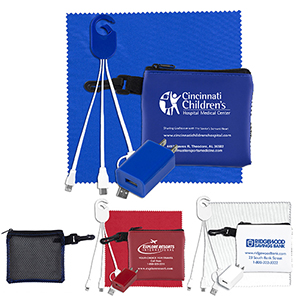 "TechMesh Jumbo" Tech Home & Travel Kit w/Cleaning Cloth & Wall Charger 1
