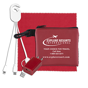 "TechMesh Jumbo" Tech Home & Travel Kit w/Cleaning Cloth & Wall Charger 1