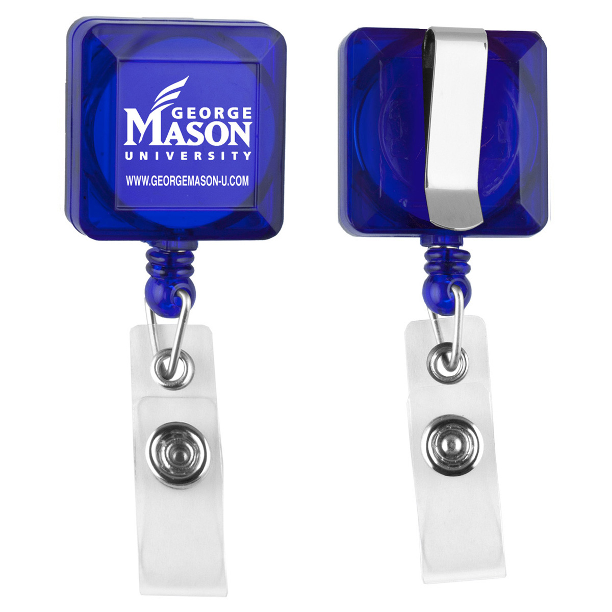 "Kent VL" Square Retractable Badge Reel & Badge Holder w/Metal Slip Clip (Spot Color) 1