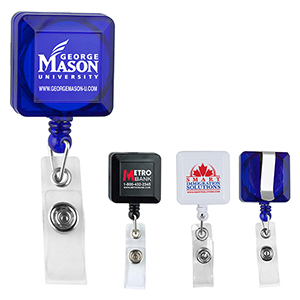 "Kent VL" Square Retractable Badge Reel & Badge Holder w/Metal Slip Clip (Spot Color) 1