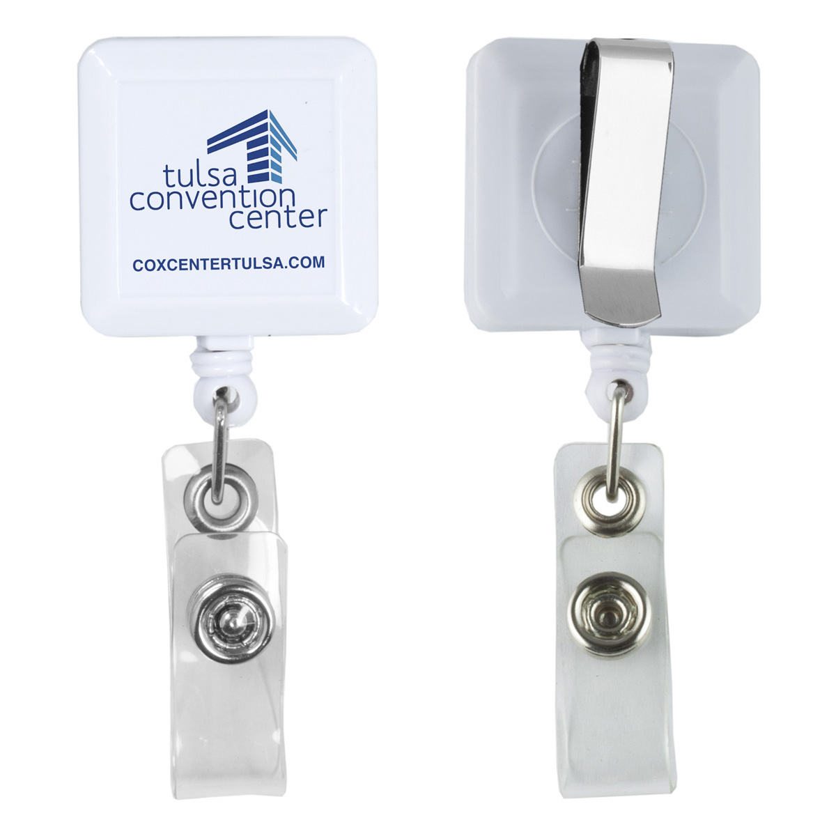 "Kent VL" Square Retractable Badge Reel & Badge Holder w/Metal Slip Clip (Spot Color) 1
