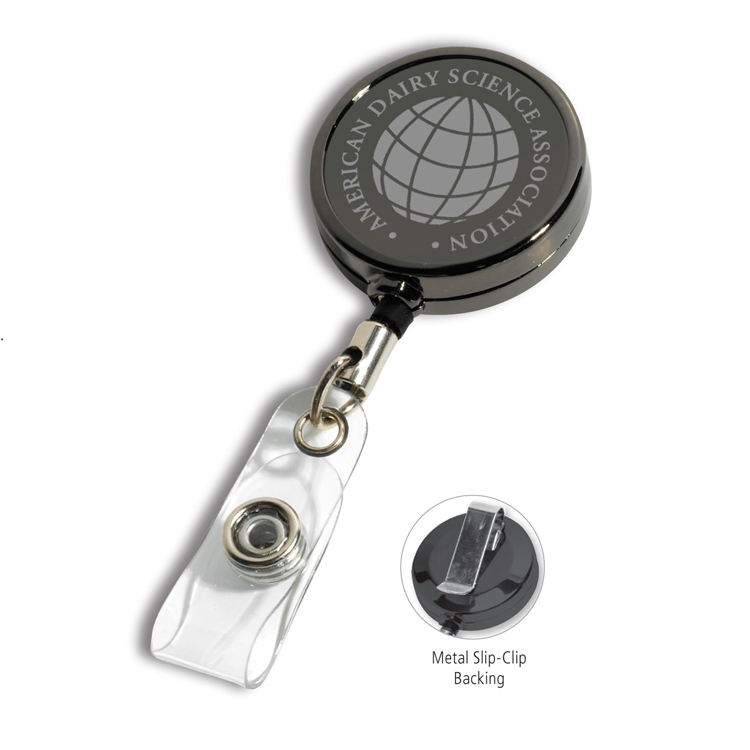 "Dublin Gunmetal LZ" Solid Metal Retractable Badge Reel & Badge Holder w/Laser Imprint 1 "Dublin Gunmetal LZ" Solid Metal Retractable Badge Reel & Badge Holder w/Laser Imprint 1