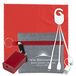 "Sundale" Mobile Tech Kit Charging Cables, Microfiber & Charging Cables in Zipper Kit 1