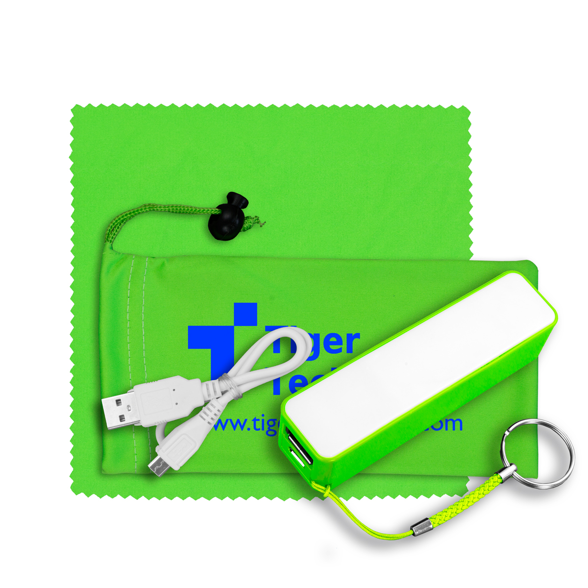 "TechBank" Mobile Tech Power Bank Accessory Kit in Microfiber Cinch Pouch 1