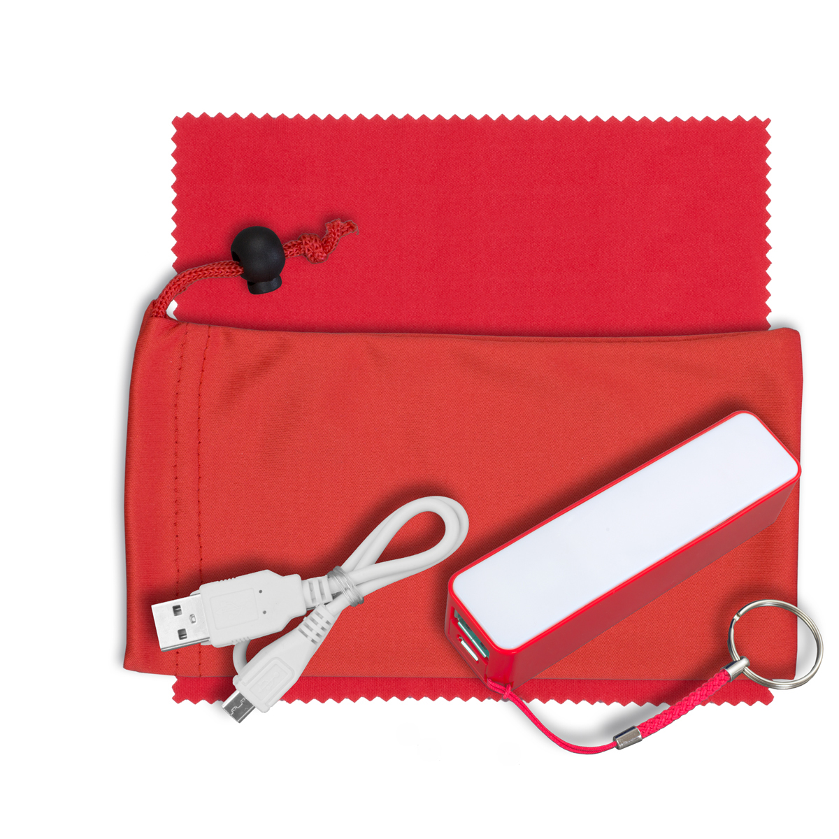 "TechBank" Mobile Tech Power Bank Accessory Kit in Microfiber Cinch Pouch 1