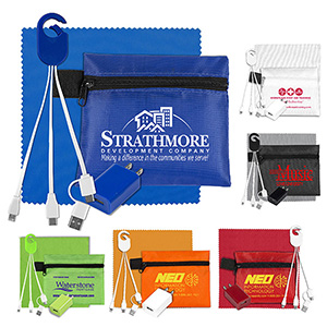 "TechPack Plus" Tech Home & Travel Kit w/Cleaning Cloth, Wall Charger, & Charging Cables 1 "TechPack Plus" Tech Home & Travel Kit w/Cleaning Cloth, Wall Charger, & Charging Cables 1